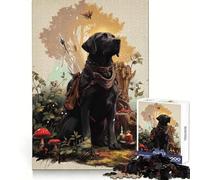 Adventurous Black Labrador in Fantasy Forest Jigsaw Puzzle 1000 Piece for Teenagers Reason Boost Nice Thick Enjoyable Challenge Birthday Idea (50x75cm)