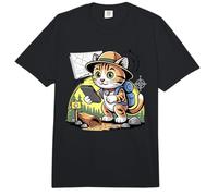 Adventurous Cat Hiker Exploring Trails with Smartphone Map Comfort Colors Adult Heavyweight T-Shirt