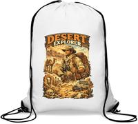 Adventurous Journey Through Desert Terrain Gym Sack Casual Drawstring Bag White