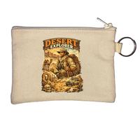 Adventurous Journey Through Desert Terrain Key Chain Coin Purse Beige