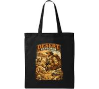 Adventurous Journey Through Desert Terrain Natural Cotton Tote Bag Black