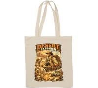 Adventurous Journey Through Desert Terrain Natural Cotton Tote Bag White