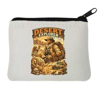 Adventurous Journey Through Desert Terrain Neoprene Coin Purse Pouch 10x11cm White