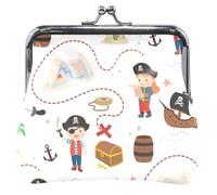 Adventurous Pirates White Leather Wallet for Women Girls with Kiss Buckle for Girls, Adventurous Pirates White, UNITALLA, Pirates Adventurers White, UNITALLA, Classic, Pirates Adventurers White