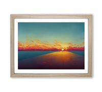 Adventurous Seascape At Sunset Framed Print | A2 Oak Framed Wall Art | Ready to Hang | Modern Landscape Picture | Living Room Bedroom Lounge Office