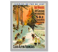 Advert Ski Contest Vosges France Alpine Club Winter Sport A4 Artwork Framed Wall Art Print Artery8 Light Grey One Size