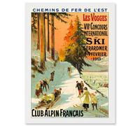 Advert Ski Contest Vosges France Alpine Club Winter Sport A4 Artwork Framed Wall Art Print Artery8 White One Size