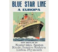 Advertisement Travel Cruise Blue Star Line Europa Ship Art Print Poster Wall Decor 12X16 Inch