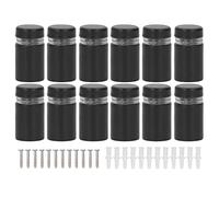 Advertising Nails Standoff Screws Stainless Steel Wall Sign Holder Mount Parts 12 Sets for Glass Signs Acrylic Signs Countertops Indoor Outdoor Billboards Home Murals Black 12x20mm