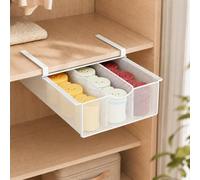 ADVEZO Underwear Organizer for Closet, Under Shelf Pull Out Mesh Basket with Dividers, Single Layer Hanging Drawer Organizer for Socks, Bras, Lingerie and Small Clothes (Single-story)