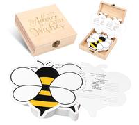 Advice and Wishes Cards with Box - 50 Pcs Bee Baby Shower Advice Cards, Wedding Advices Card for Bridal Shower, Wooden Keepsake Box Advices and Wishes for Baby Cards Box Fun Game Ideas