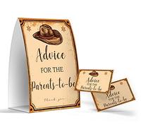 Advice for the Parents-to-be, Cowboy Baby Shower Games, Cowboy Theme Baby Shower, Cowboy New Parents Advice Cards, New Mom & Dad Keepsakes - One Sign + 50 Cards (GES22)