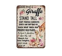Advice from A Giraffe Stand Tall Eat Fresh Greens Don't Be Afraid Retro Poster Retro Poster Metal Tin Sign Chic Art Retro Iron Painting Bar People Cave Cafe Family Garage Poster Wall Decoration 8x12in