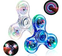 Adviejjoy 2PCS Crystal Led Light Fidget Toy Fidget Toy Stress Relief Anti-Anxiety Toy Brain Development Toy Gift for Children and Adults (Crystal-White & Blue)