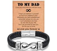ADVIOK Gifts for Dad from Daughter Son, Infinity Leather Bracelet Engraved Stainless Steel Father's Day Christmas Birthday Gifts for Father Daddy