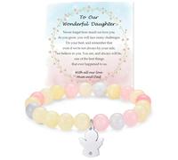 ADVIOK Gifts for Daughter from Dad Mum Mother Father Guardian Angel Charm Bracelet Pink Yellow Blue Crystals for Teen Girls