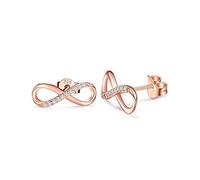 ADVIOK Infinity Rose Gold Earrings Sterling Silver Stud Earring AAA Cubic Zirconia Silver 925 & Rose Gold Plated for Women Jewellery Gifts for her Girls Ladies Sister Girlfriend
