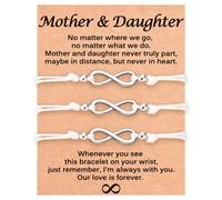 ADVIOK Mother and Daughter Gifts Stainless Steel Infinity Bracelets 2/3 Pcs Adjustable Titanium Steel Bracelet Black/White/Purple Set Braided Waxed Thread