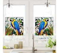 Advokingtap 1-Pack Colorful Flower Hummingbird Static Window Clings Decals 1771X1771in PVC Double-Sided For Glass Doors And Home Decor(B)