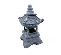 Advokingtap 1 Pack Solar Pagoda Lantern Japanese Zen Garden Statue Resin Stone Look Moss Detail Outdoor Yard Patio Landscape Décor Grey 34Cm