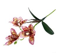 Advokingtap 1 Pcs Realistic Cymbidium Orchid Artificial Flowers Soft Silicone Long Lasting for Home Decor Wedding Photography White 39cm(Red Spots)