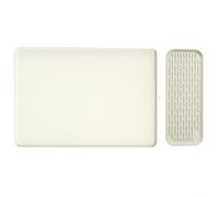 Advokingtap 2 Pack Silicone Coffee Machine Mat, Large Small Dish Drying Pad With Raised For Edge For Spill Protection, Heat Resistant Countertop Guard For(White)