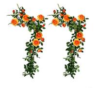Advokingtap 2Pcs 138Cm Artificial Rose Flower Rattan Garland For Wedding Arch Garden Wall Door Decoration(Orange)
