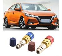 Advokingtap 2pcs Car Air Conditioning R134A High Low Side Quick Coupler Extension Adapters With Blue And Red Connectors For A/C Manifold Gauge Set, Suitable For Automotive Repair