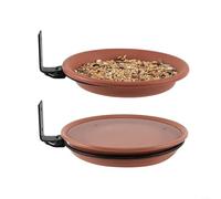 Advokingtap 2Pcs Round Bird Feeder Tray And Bird Bath Tray For Garden, Wild Birds Feeder Feeding Accessory For Outdoor, Include Mounting Bracket