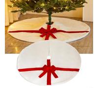 Advokingtap 47Inch Faux Christmas Tree Skirt, Snowy White Xmas Tree Plush Skirt For Indoor And Outdoor Decoration, Holiday Party Decorations