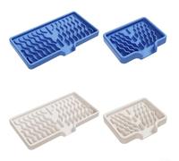 Advokingtap 4Pcs Self Draining Silicone Trays 25X14/12x10cm Black/Gray/Blue/White Heat Resistant For Kitchen Bathroom Soap Sponge Organizer(Blue White)