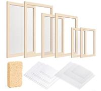 Advokingtap 6-Piece DIY Papermaking Kit With 3 Wooden Frame Sizes For A4/A5/A6, Absorbent Wood Pulp Sponge And Paper Craft Materials For Creative Home