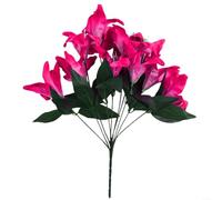 Advokingtap Artificial Lily Flower Spray 45Cm With 10 Silk Flower Heads Realistic Plastic Stem Lifelike Lilies Bulk For Home Wedding Table Centerpiece Reusable Decorative Bouquet(bubble pink)
