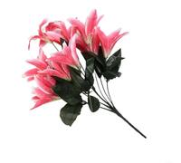 Advokingtap Artificial Lily Flower Spray 45Cm With 10 Silk Flower Heads Realistic Plastic Stem Lifelike Lilies Bulk For Home Wedding Table Centerpiece Reusable Decorative Bouquet(Dark pink)