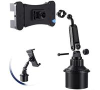 Advokingtap Car Cup Holder Phone Mount With 360° Rotation And Magnetic Clip Bracket, Adjustable ABS Silicone Base In Black, Compatible With Smartphones 45-17 Inches For Driving(Chucking Type)