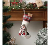 Advokingtap Christmas Stocking With Reindeer And Snowflake Design, Soft Polyester, White And Red For Festive Home Décor, 46X18cm(ML-H545BSnowman)