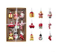 Advokingtap Christmas Tree Ornament Set House Car Series Glass Snowman Decoration For Holiday Party Festival
