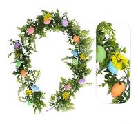 Advokingtap Easter Egg Garland With Colorful Artificial Eggs And Floral Elements, Hanging Vine For Spring Home Decor And Festive Celebration(Style A)