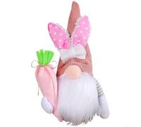 Advokingtap Faceless Easter Lamb Plush Toy Soft Stuffed Rabbit with Carrot Accessories Spring Collection for Toddlers Nursery Decor Pink 12x8x22cm(D3-1-A)