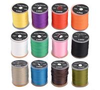 Advokingtap Fly Tying Thread 140D Nylon Kit 6/12 Colors Standard Spool Compatible with Most Bobbins For Dry Flies Wet Flies Nymphs Midge Streamers Scud Flies Fly Fishing Making(12PCS)
