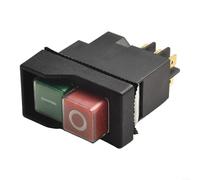 Advokingtap For KJD17 Pushbutton Switch 6 Pin 18A 127V IP55 Water-Resistant Black Compact Stop Function for Table Saw Lathe Machine Tool Drill Grinder Power Tool Industrial Replacement