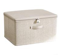 Advokingtap Large Capacity Storage Box Foldable Fabric Cube for Wardrobe Organisation - Sturdy Cotton Linen Bin for Moving House 38x25.5x16cm(D)