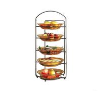 Advokingtap Plate Organiser,Carbon Steel Kitchen Counter Dish Rack With Space-Saving Multifunctional Design And Independent Foldable Layers For Tabletop Organization(Black Five-Layer)