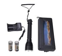 Advokingtap Professional Dive Torch, 4000 Lumens Scuba Diving Flashlight, IPX8 Waterproof Underwater Torch with Rechargeable Battery and Charger for Outdoor Activities(F)