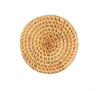 Advokingtap Rattan Coasters Heat Insulation Pad Woven Placemats Natural Straw Table Protector Multiple Sizes Yellow For Dining Room Kitchen(8cm)