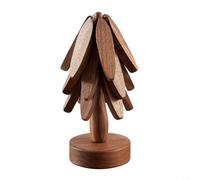 Advokingtap Set Of 3 Wooden Tree Coasters, Multi-functional Wooden Tree Coasters Stacking, Suitable For Cups, Bowls, Plates, Teapots, Frying Pans(Brown)