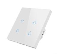 Advokingtap Smart Touch Wall Light Switch RF433 No WiFi Backlit Glass Panel For Home Office Garage Warehouse Lighting Control Black(Touch 4 White)