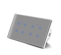 Advokingtap Smart WiFi Touch Switch Panel For Tuya App Remote Control, Voice Compatible, Tempered Glass Panel, 2-8 Gang Options, Grey(8 Gang)