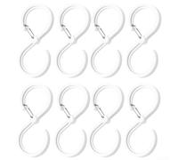 Advokingtap Transparent S Hooks 8 Pack Plastic Hanging Hooks No Drill Kitchen Bathroom Organiser Clear Utility Hangers 6.4cm & 9.2cm(Large White)