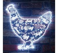 ADVPRO Chicken Meat Chart Butchery Shop RGB Dynamic Glam LED Sign - Cut-to-Edge Shape - Smart 3D Wall Decoration - Multicolor Dynamic Signage st06s22-fnd-i0256-c